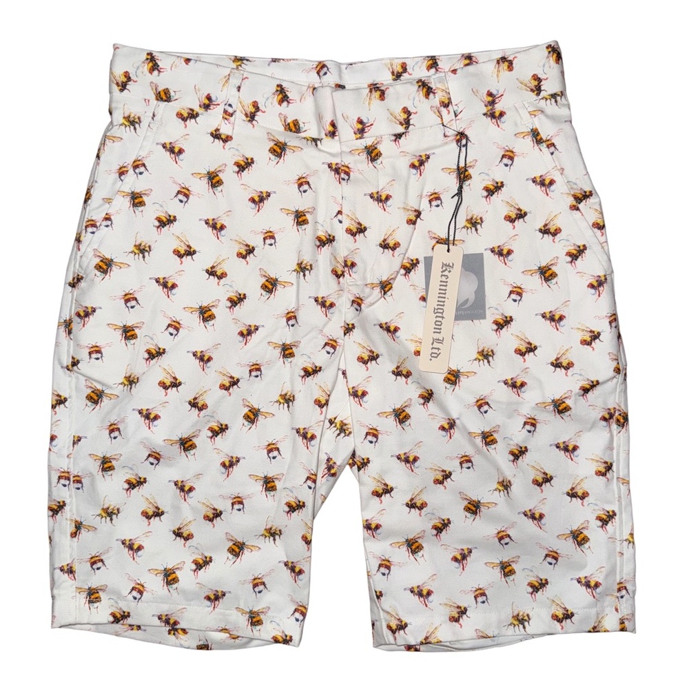 NWT Bee Print Pima Peruvian Cotton Bermuda Statement Shorts Preppy Cottage